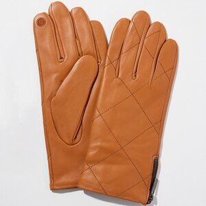 nwt chico's %100 genuine leather stitched fleece lined gloves m l